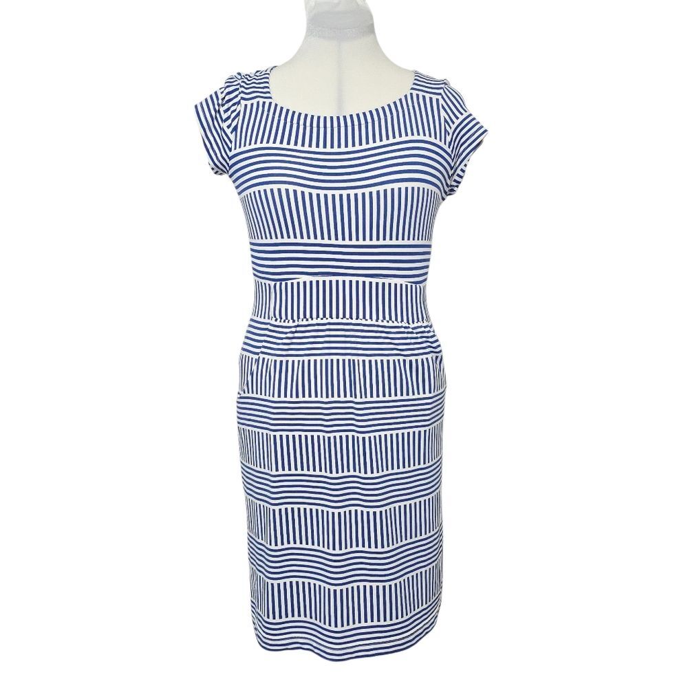 J. McLaughlin Emma Catalina Cloth Dress Blue White Coastal Nautical Preppy